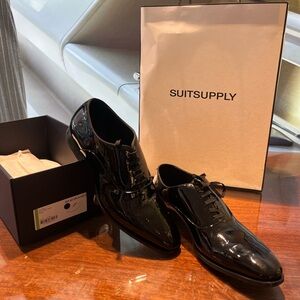 SuitSupply Black Tuxedo Oxford shiny lace up shoe